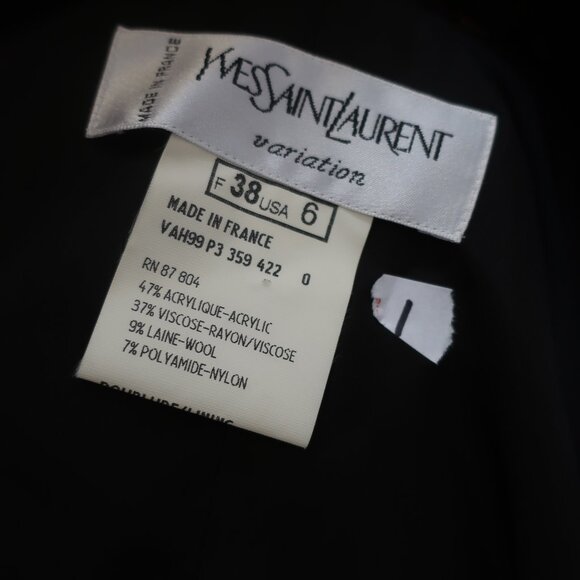 Yves Saint Laurent Black Brown Tweed Boucle Wool Blend Faux Fur Jacket Coat 6 - Picture 13 of 16